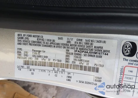 2017 Ford Fiesta S из США, поврежденный, VIN 3FADP4AJ0HM167744